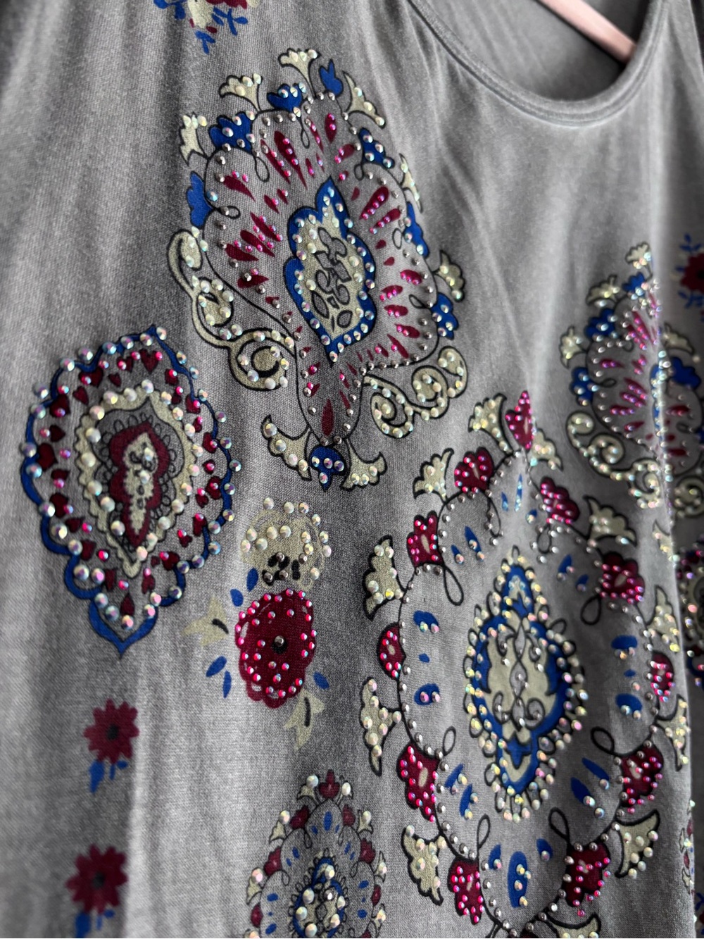 Vocal Western Women's Dress Sharkbite handkerchief hem Paisley Rhinestone large - Picture 3 of 10